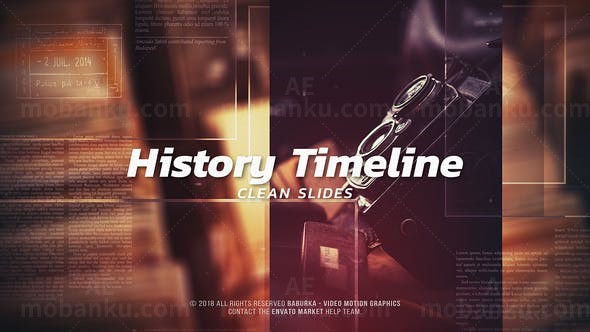 历史变迁简洁幻灯片AE模板