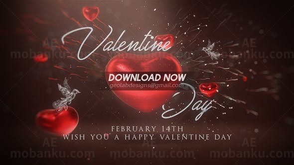 情人节爱心片头AE模板