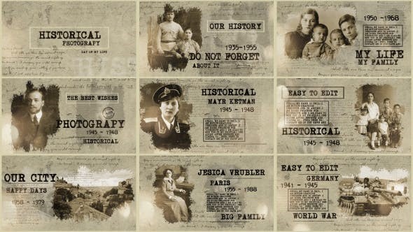 复古历史人物时间介绍片头AE模板