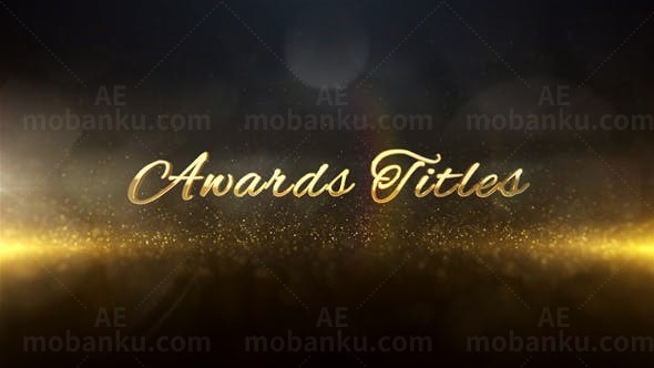 金色粒子颁奖三维文字标题动画AE模板