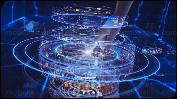 手指按钮点击科技感冲击Logo动画AE模板