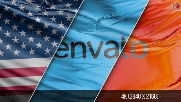 自定义旗帜国旗飘动预设动画AE模板