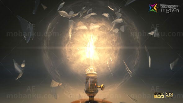 复古灯泡爆破标志动画AE模板