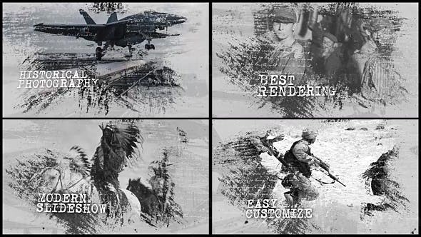 黑白回忆历史照片开场AE模板