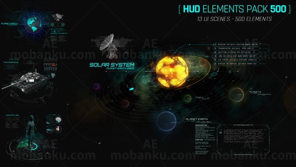 科技界面动画元素AE模板