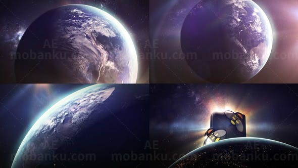 三维地球旋转Logo动画AE模板