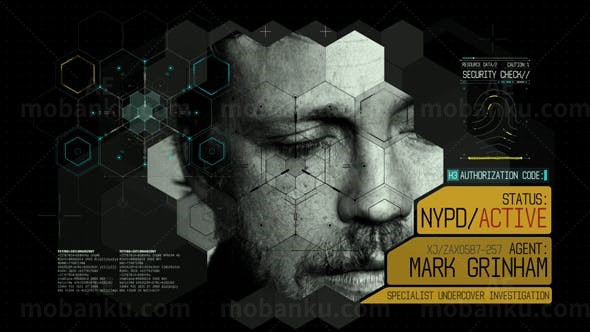 神秘科技感HUD犯罪侦察包装片头AE模板