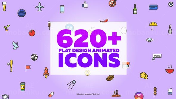 510个插画风格矢量图标ICON动画AE模板