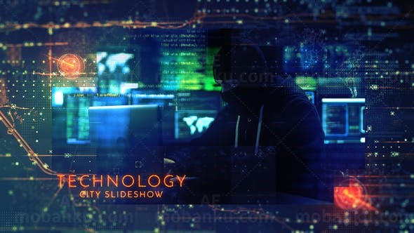 科技感城市交通线路图视频片头AE模板