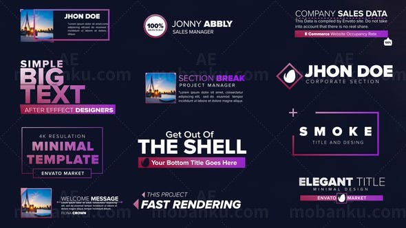 简洁人名字幕条动画AE模板