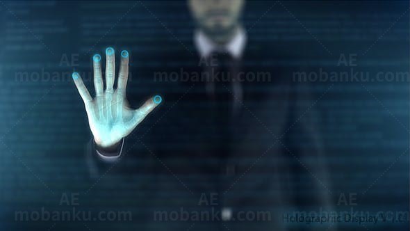 实拍人物科技感全息操作动画片头AE模板