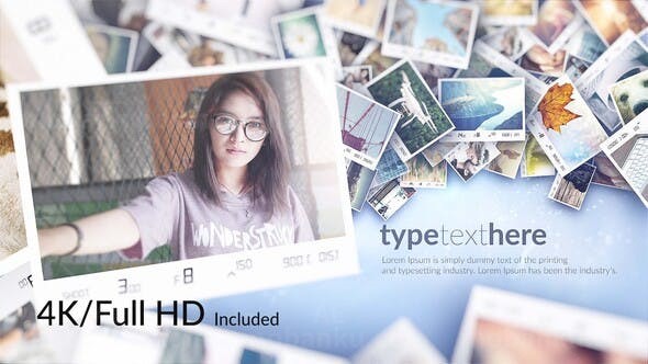 拍立得照片墙相册展示片头AE模板