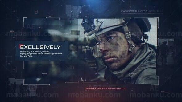 科技感军事图片介绍片头AE模板