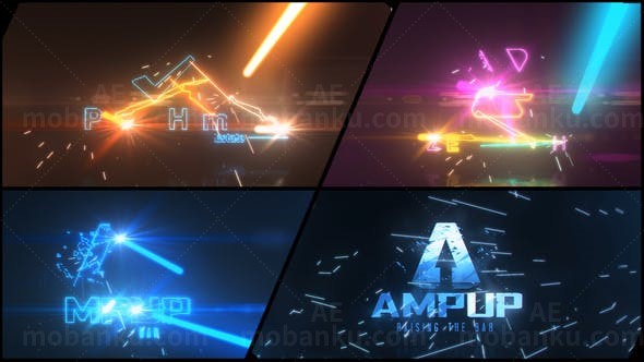 镭射激光游戏风格Logo动画AE模板