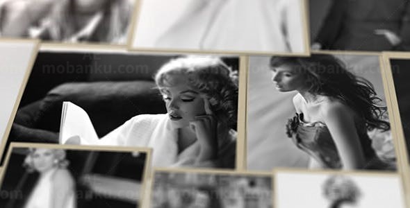 黑白相片会聚回忆效果动态展示AE模板