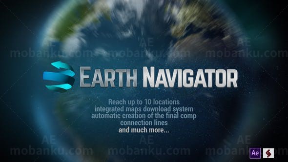 俯冲地球地点视频片头AE模板