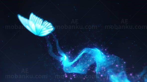 蝴蝶飞舞粒子拖尾Logo动画AE模板