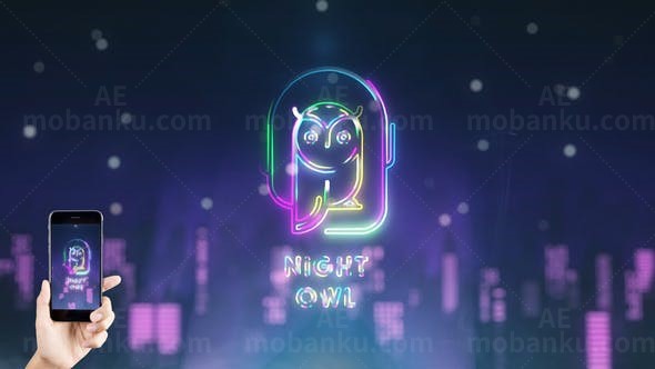 彩色霓虹灯描边Logo动画AE模板