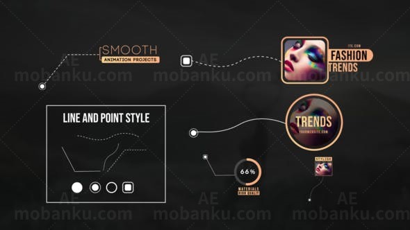 弯曲线条呼叫指示线动画AE模板