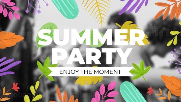 插画风格树叶植物花朵边框包装片头AE模板