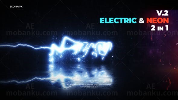 电流霓虹灯Logo动画AE模板