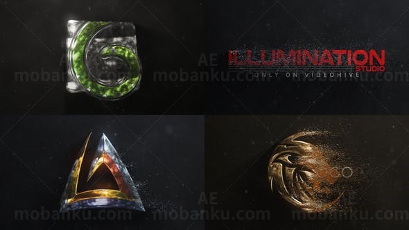 三维粒子破碎消散Logo动画AE模板