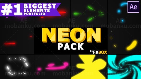 霓虹形状元素AE模板