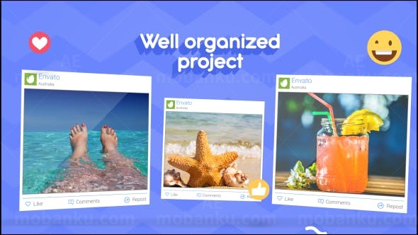 彩色幻灯片AE模板