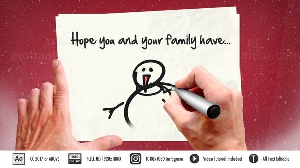 白板画圣诞片头AE模板