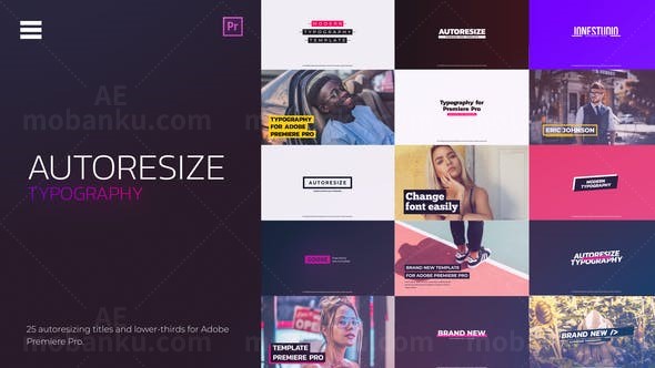 自适应标题展示AE模板