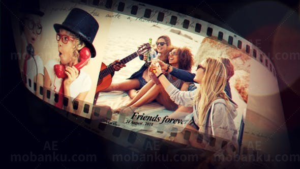 电影胶卷照片开场AE模板