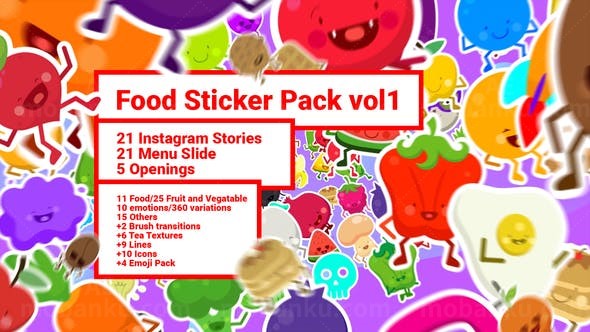 水果食物贴纸包装宣传片头AE模板