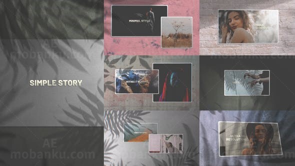 优雅墙壁照片相册展示AE模板