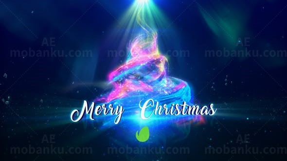 极光粒子特效圣诞片头AE模板