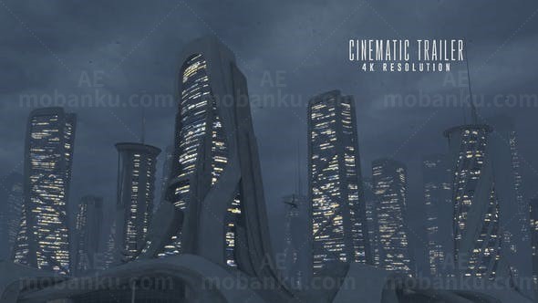 未来城市科幻预告片AE模板