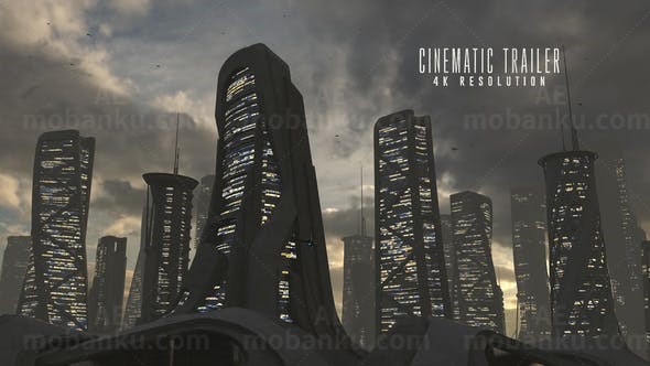 未来城市科幻预告片AE模板