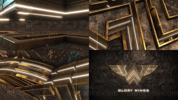 史诗金属霓虹标志动画AE模板