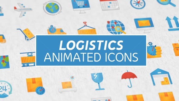 物流与运输动画图标AE模板