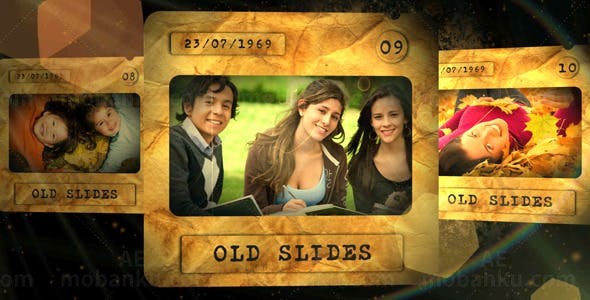 光照效果复古老相片展示AE模板