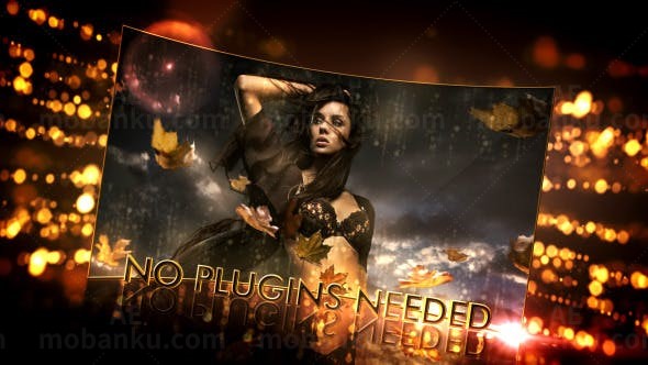 金色粒子效果时尚焦点大屏展示电视包装AE模板