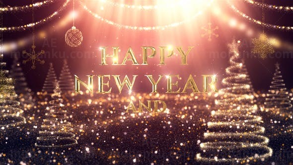 粒子闪耀圣诞标题展示AE模板