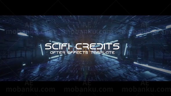 科幻隧道背景谢幕词AE模板