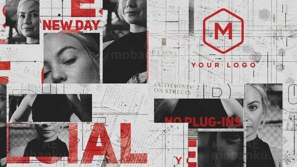 杂渍风格标志展示AE模板