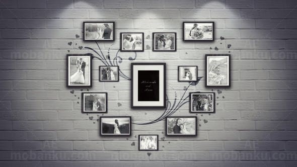 壁挂结婚相册展示AE模板