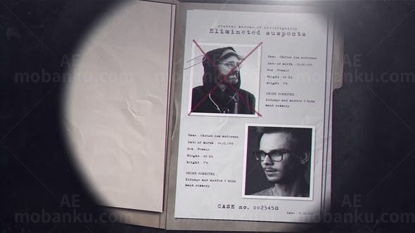 复古风格犯罪案件调查档案片头包装AE模板