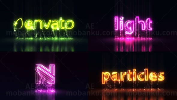 霓虹灯粒子火花光效标志标题字幕动画AE模板