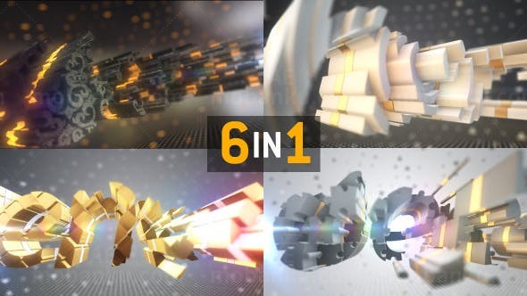 三维立体切片组合效果LOGO演绎AE模板