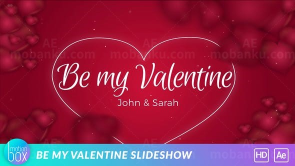 爱心情人节浪漫照片相册片头AE模板