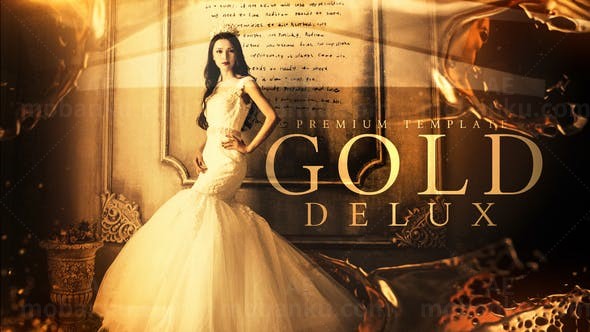 金色奢华婚礼婚庆照片开场宣传AE模板