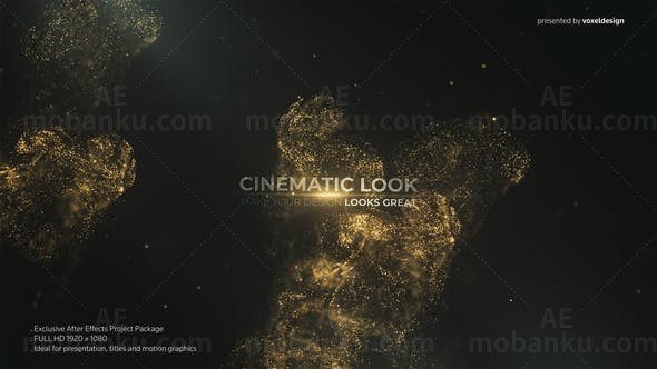 梦幻黄金焰火粒子特效文字片头AE模板